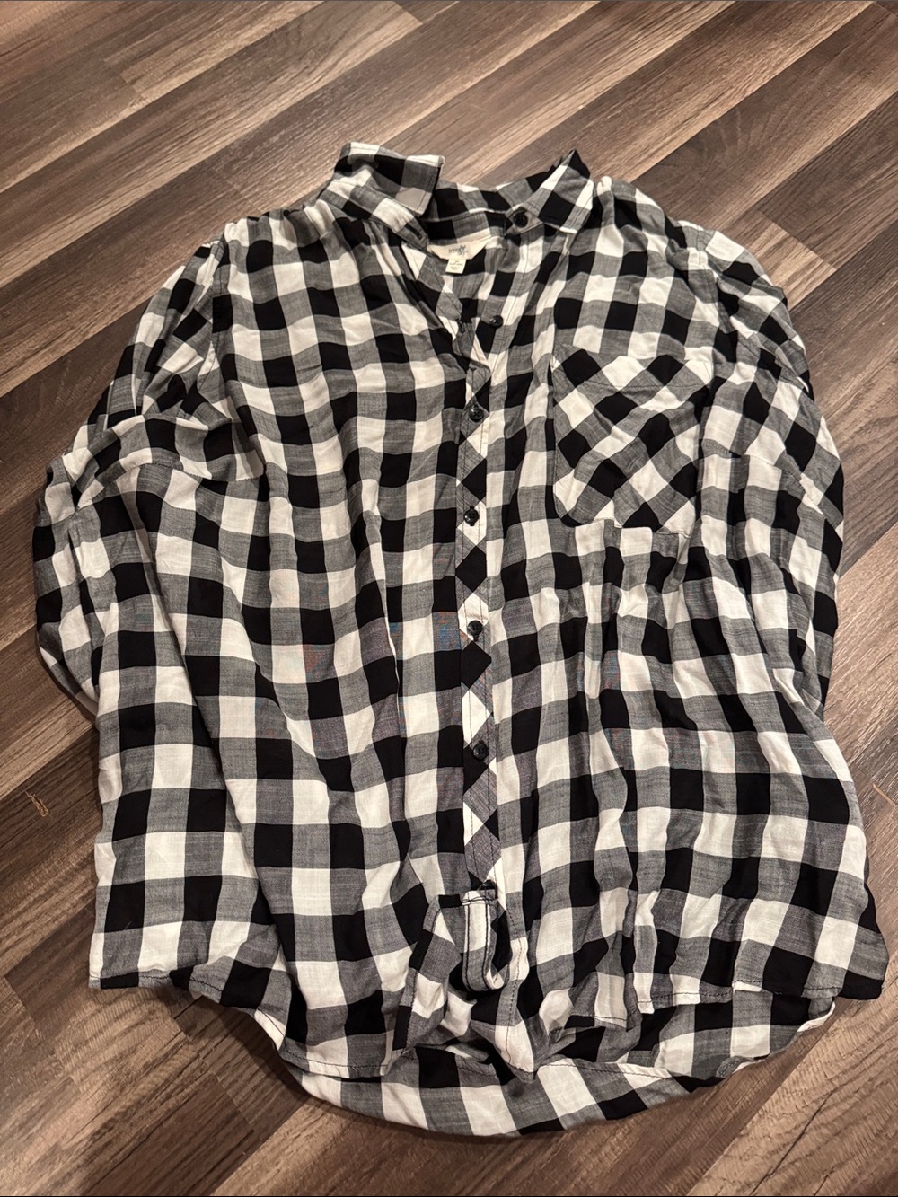 Terra & Sky Black and White Buffalo Plaid Button-Up